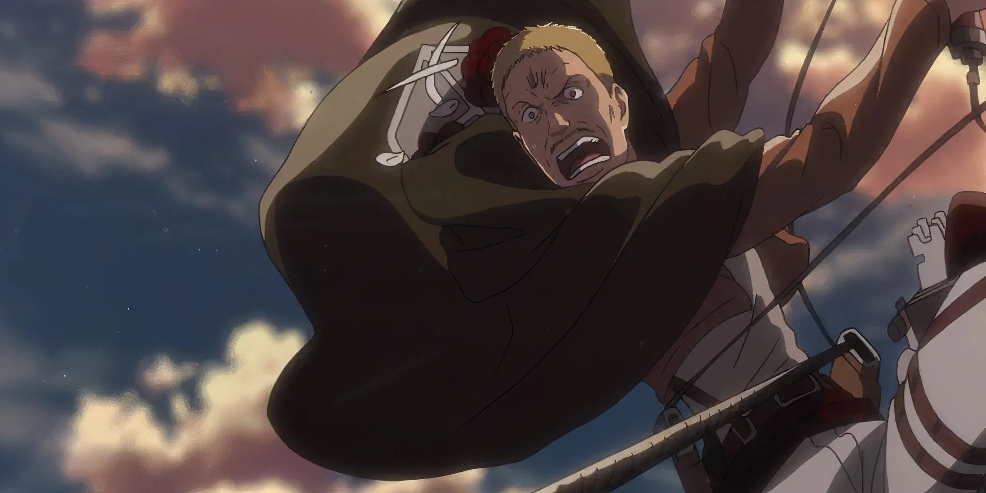 Hannes chiến đấu với Titan Mỉm Cười trước khi hy sinh trong Attack on Titan.
