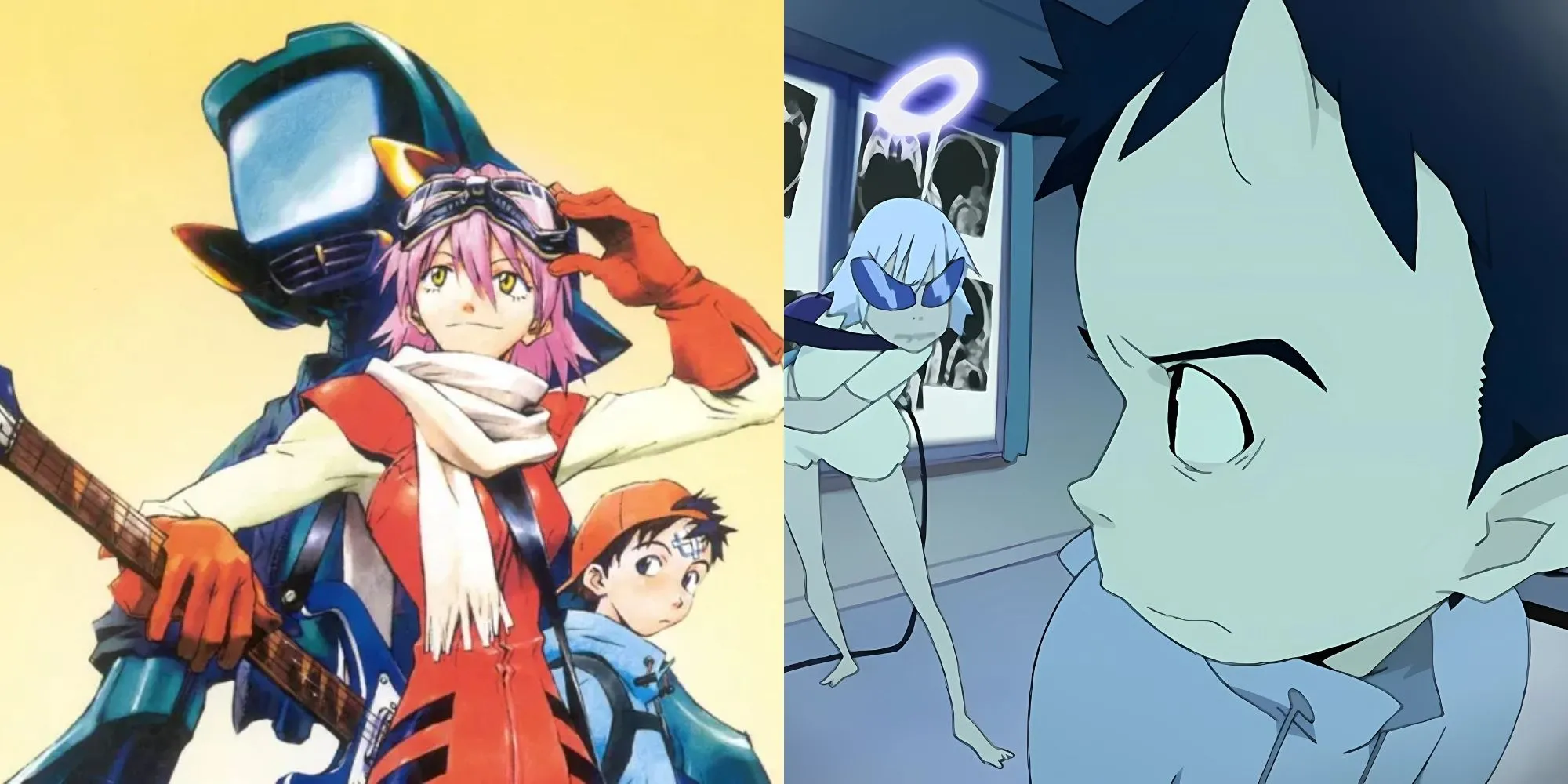 Haruko Haruhara lái Vespa trong anime FLCL, một series độc đáo với hoạt hình phá cách