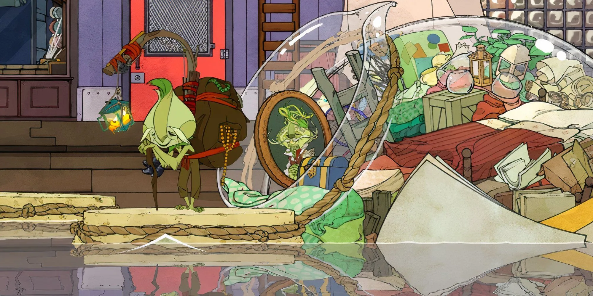 NPC Francis người bán hàng rong trong Spiritfarer nhận nhiệm vụ hàng ngày