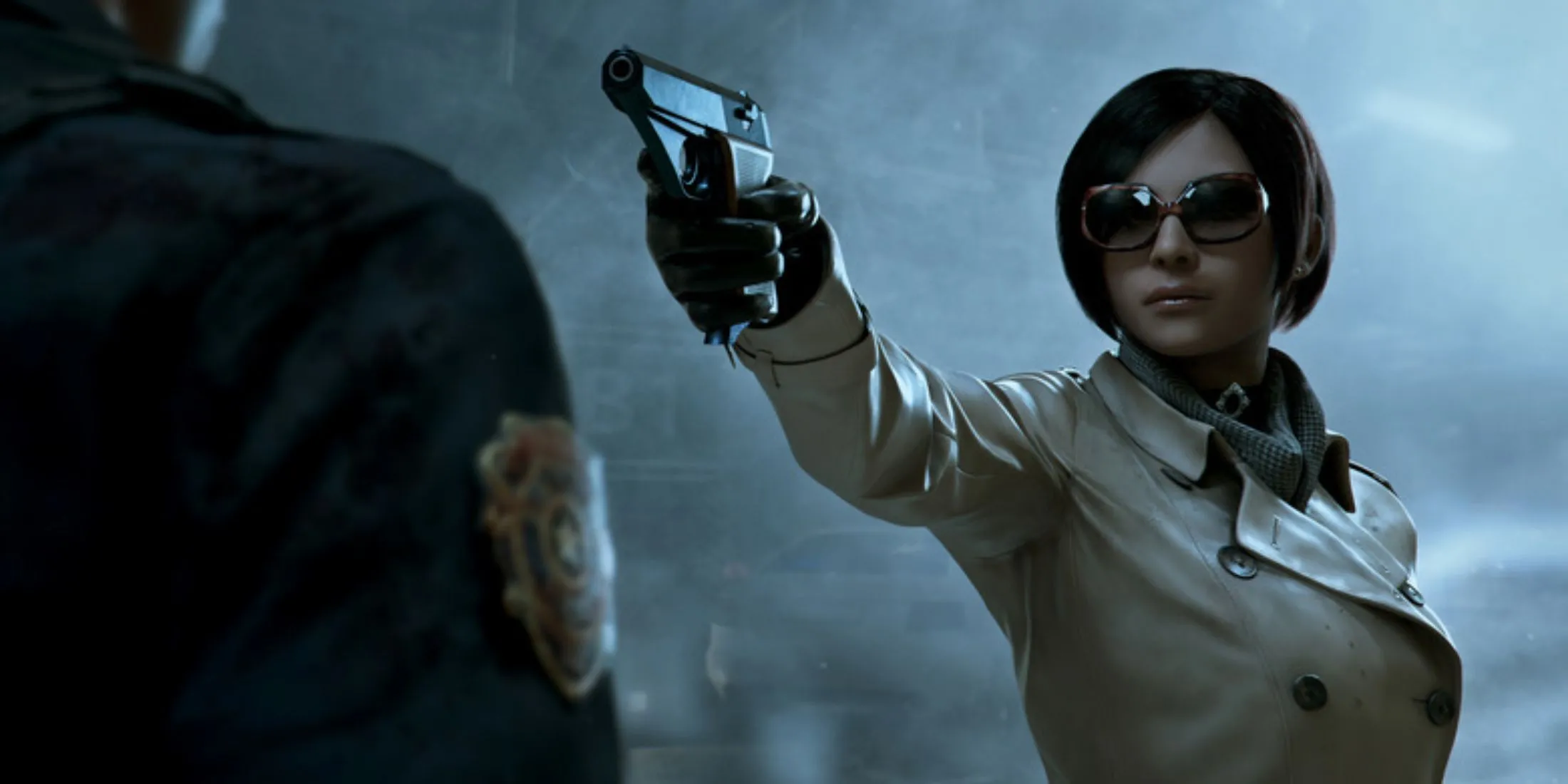 Ada Wong chĩa súng về phía Leon trong Resident Evil 2 Remake