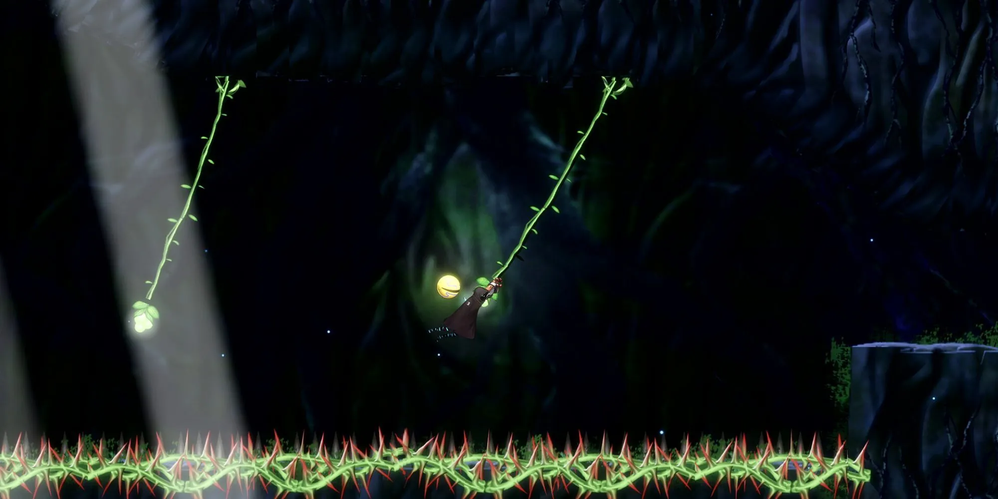Cảnh gameplay platforming trong game Shadow Labyrinth của Bandai Namco