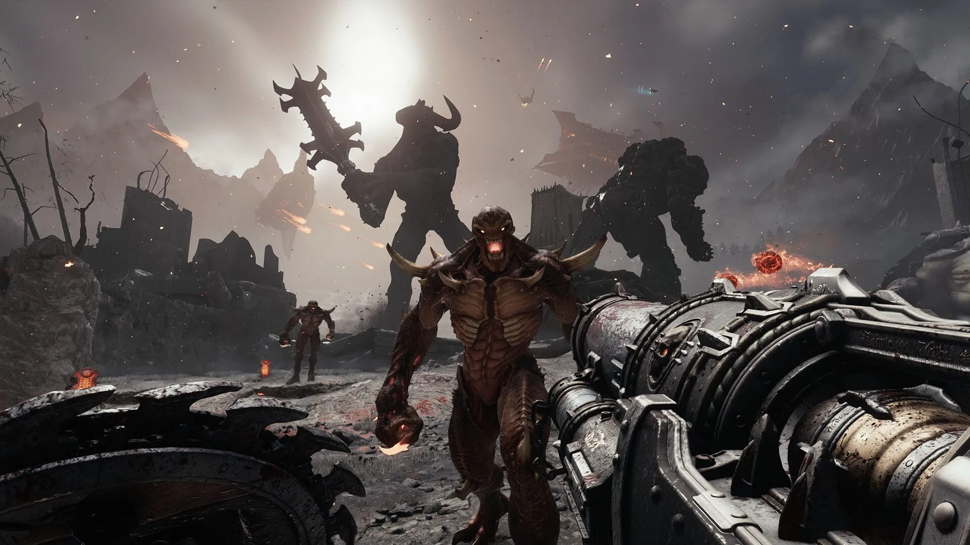 Doom Slayer thực hiện một pha hạ gục đẹp mắt bằng khiên trong Doom: The Dark Ages, minh họa hệ thống Parry được cải tiến