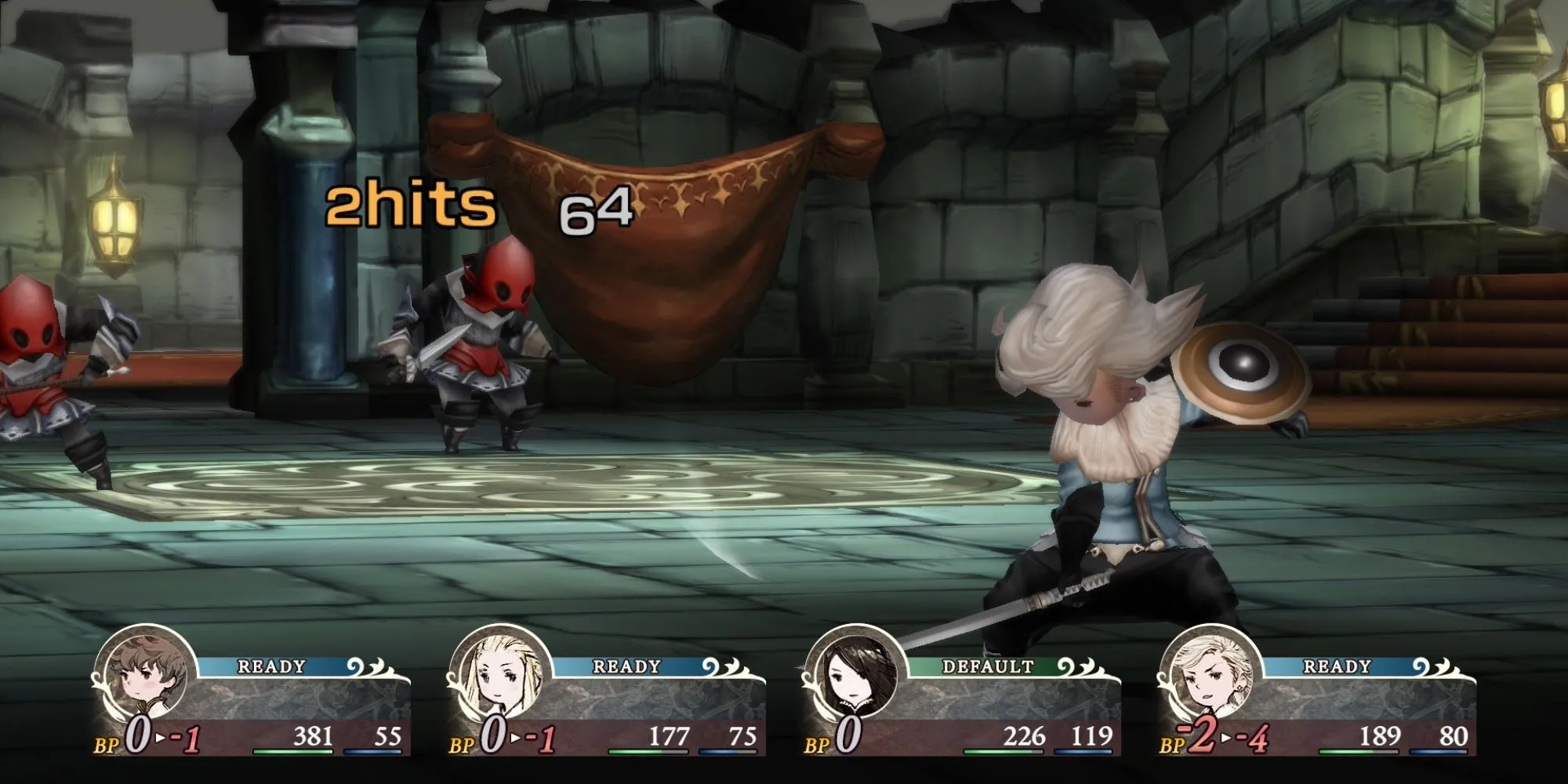 Giao diện chiến đấu được tối ưu cho màn hình đơn trong Bravely Default Flying Fairy HD Remaster