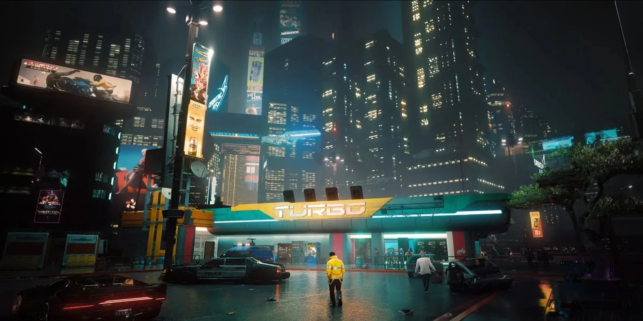 Góc nhìn độc đáo về đường phố Night City trong Cyberpunk 2077 với hiệu ứng ánh sáng rực rỡ