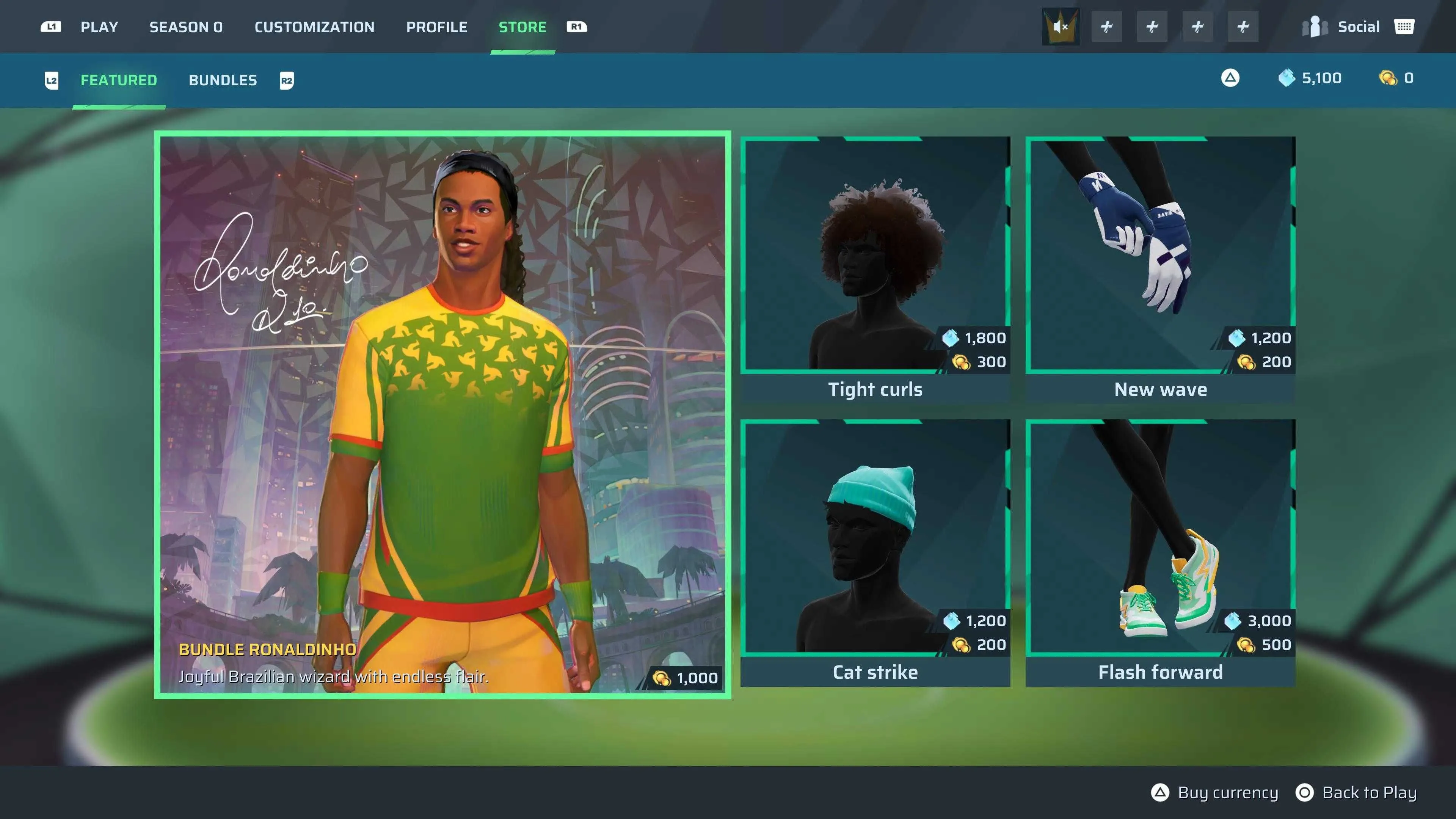 Gói vật phẩm trang trí Ronaldinho trong game Rematch.