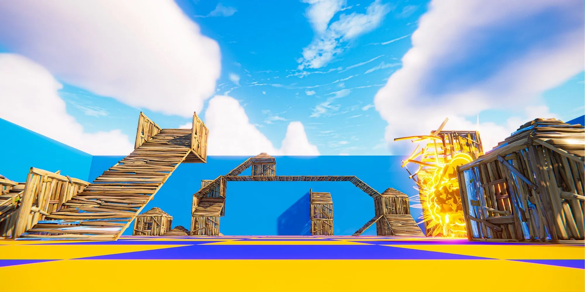 Hình ảnh gameplay cận cảnh của bản đồ The Pit trong Fortnite, một đấu trường hỗn loạn và kịch tính.