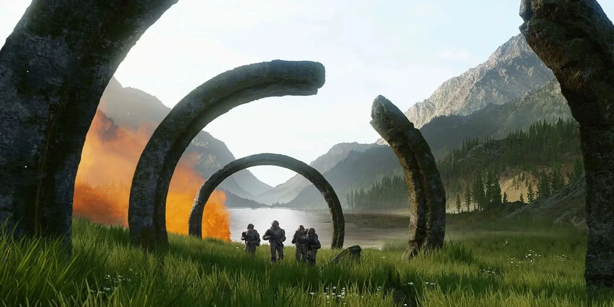 Hình ảnh trong game Halo Infinite, tựa game biểu tượng của Xbox, đối mặt với những thách thức về nhân sự và công nghệ AI.