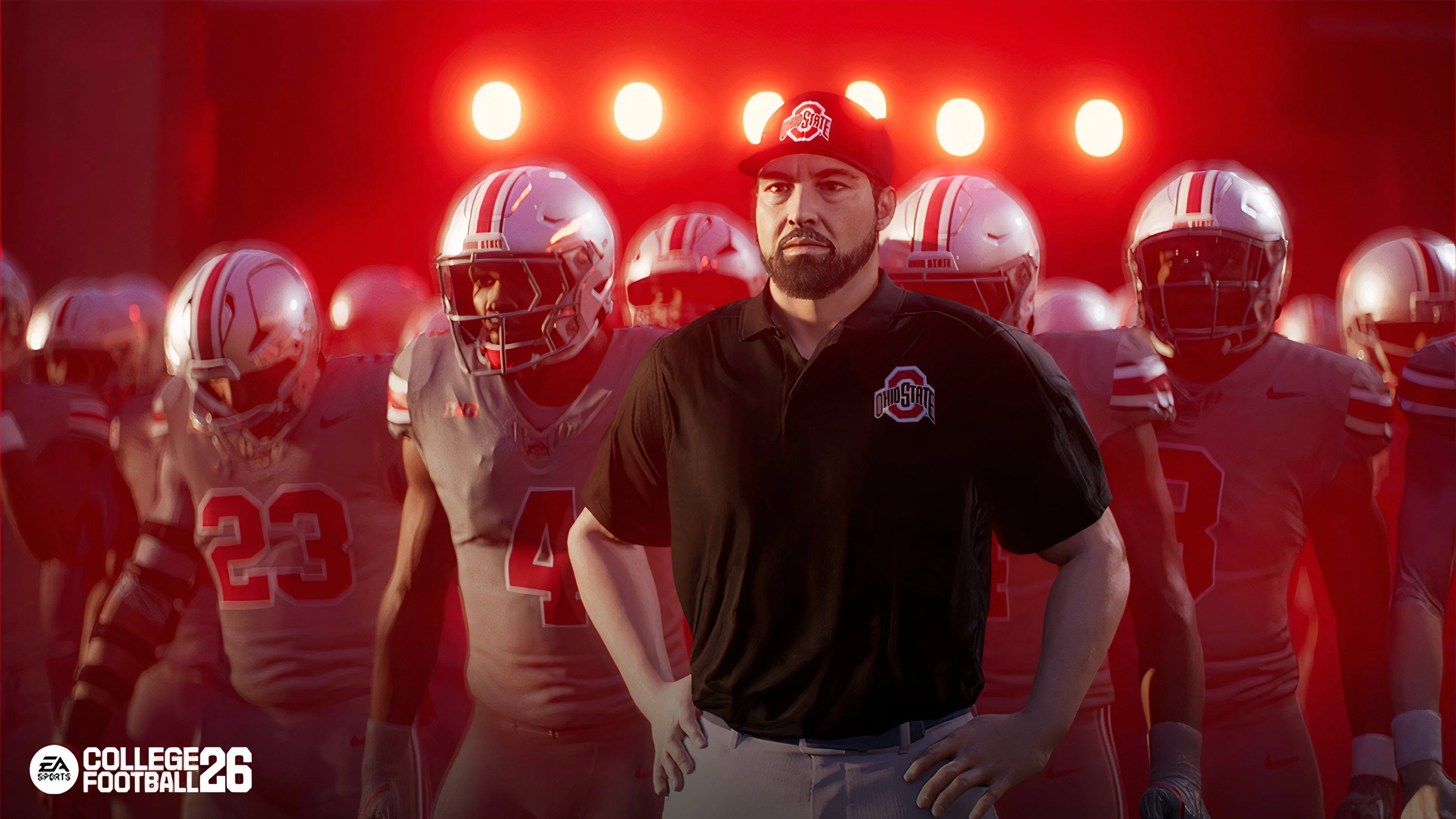 Huấn luyện viên Ryan Day trong College Football 26, minh họa chiến thuật thay người