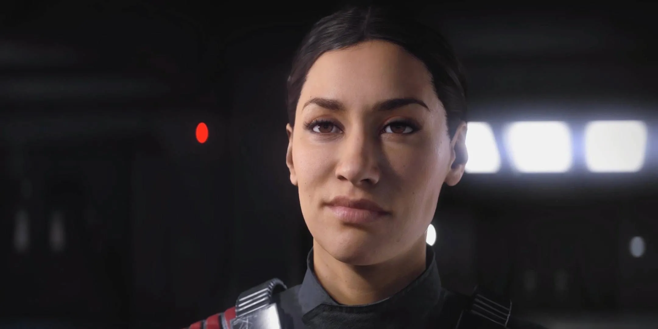 Iden Versio, sĩ quan tinh nhuệ của Đế Chế, cười nhếch mép trong phi thuyền Imperial của Star Wars Battlefront 2