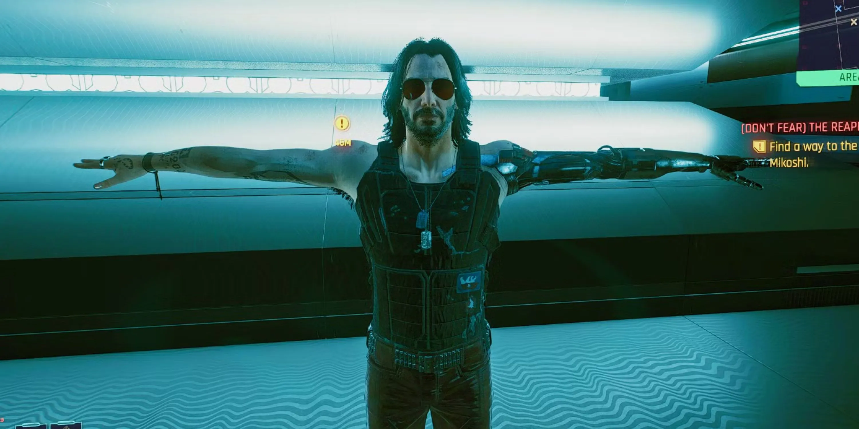 Johnny Silverhand, biểu tượng nổi loạn của Cyberpunk 2077, trong một phân cảnh game