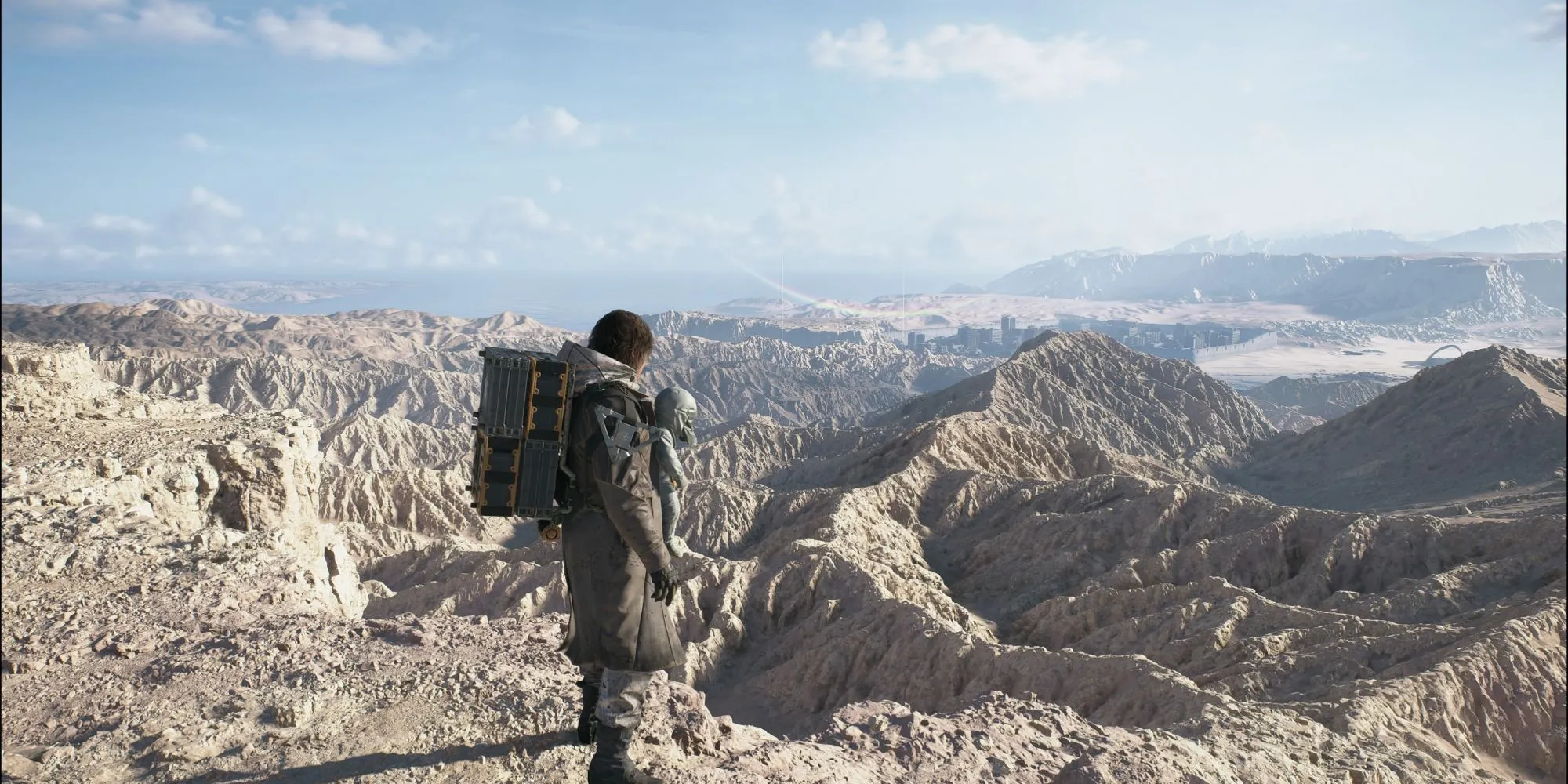 Khung cảnh bầu trời đẹp mắt và thế giới rộng lớn trong Death Stranding 2.