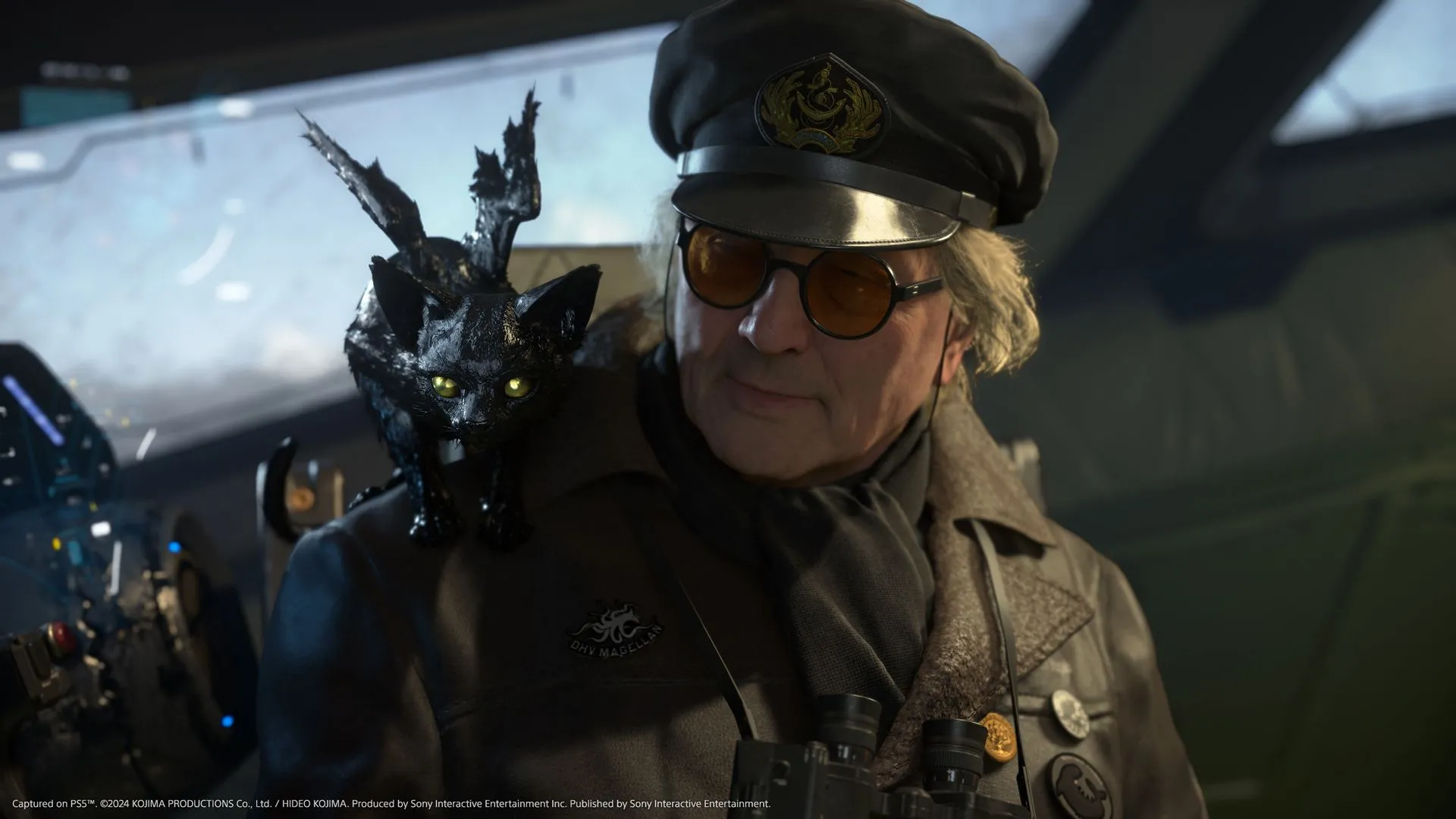 Khung cảnh đêm tối với ánh sáng từ các công trình trong Death Stranding 2.