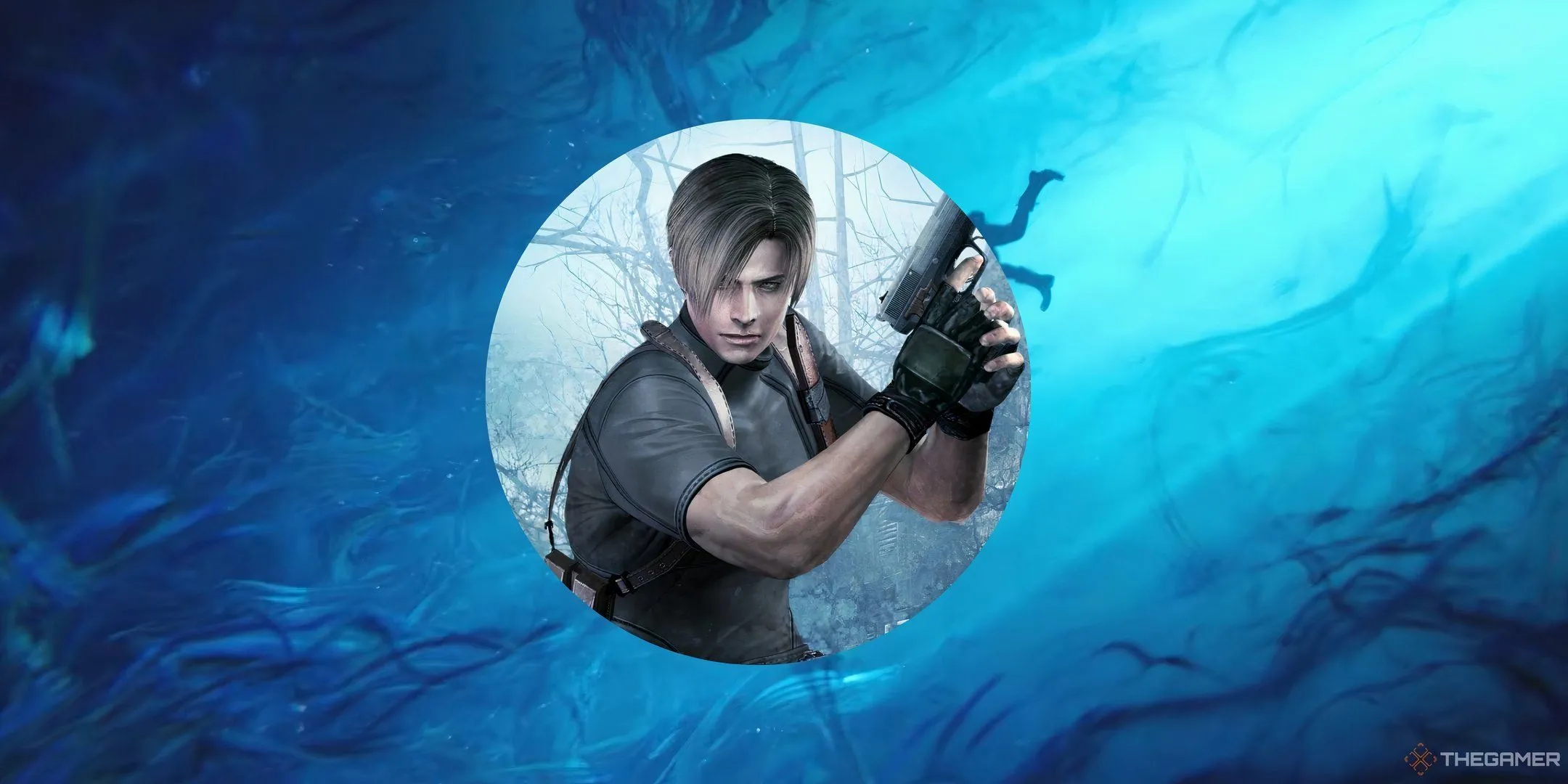 Leon S. Kennedy từ Resident Evil đứng trước cảnh biển, gợi nhớ game kinh dị sinh tồn