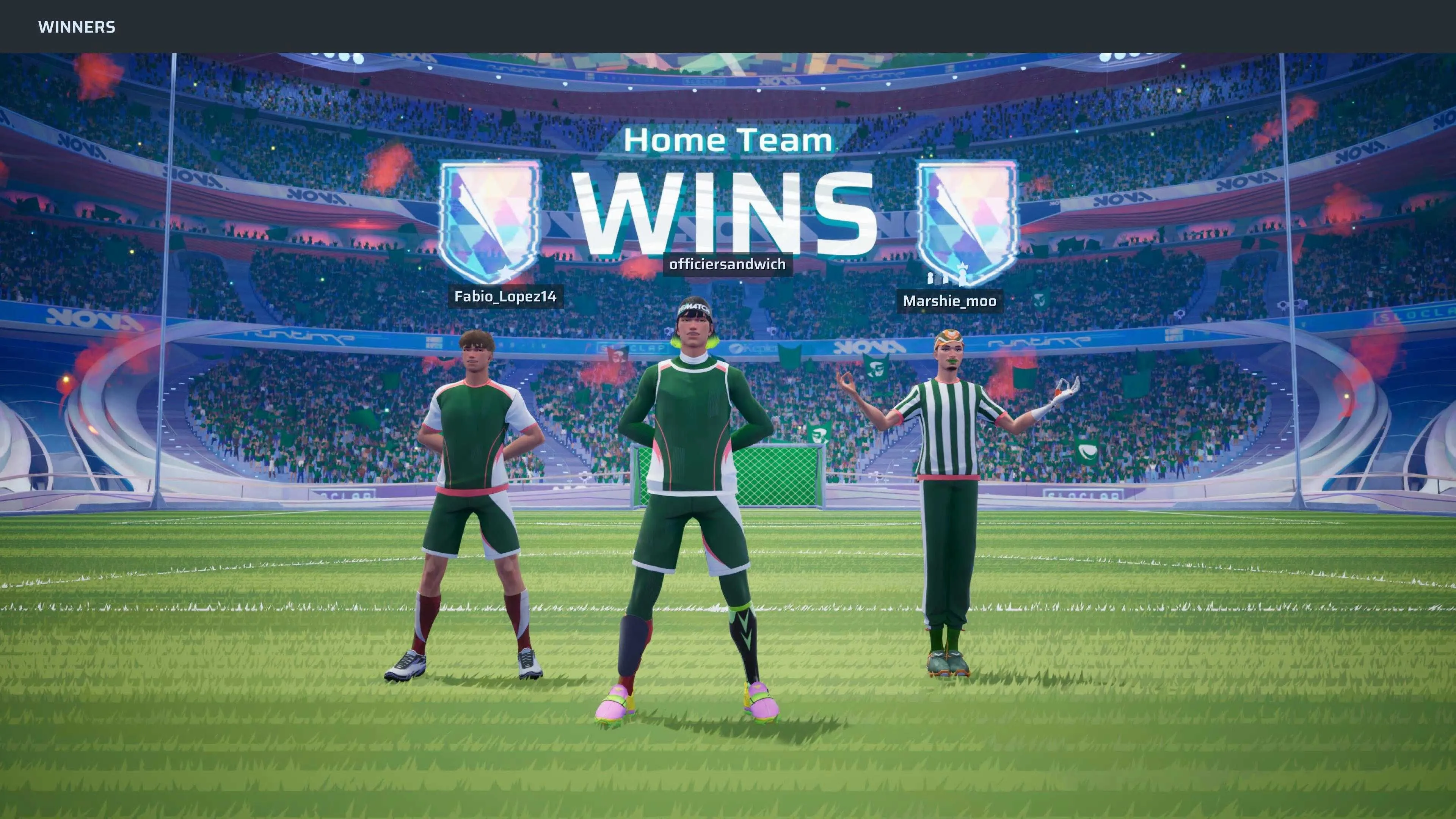 Màn hình chiến thắng trong Rematch, dù game vẫn còn nhiều lỗi.