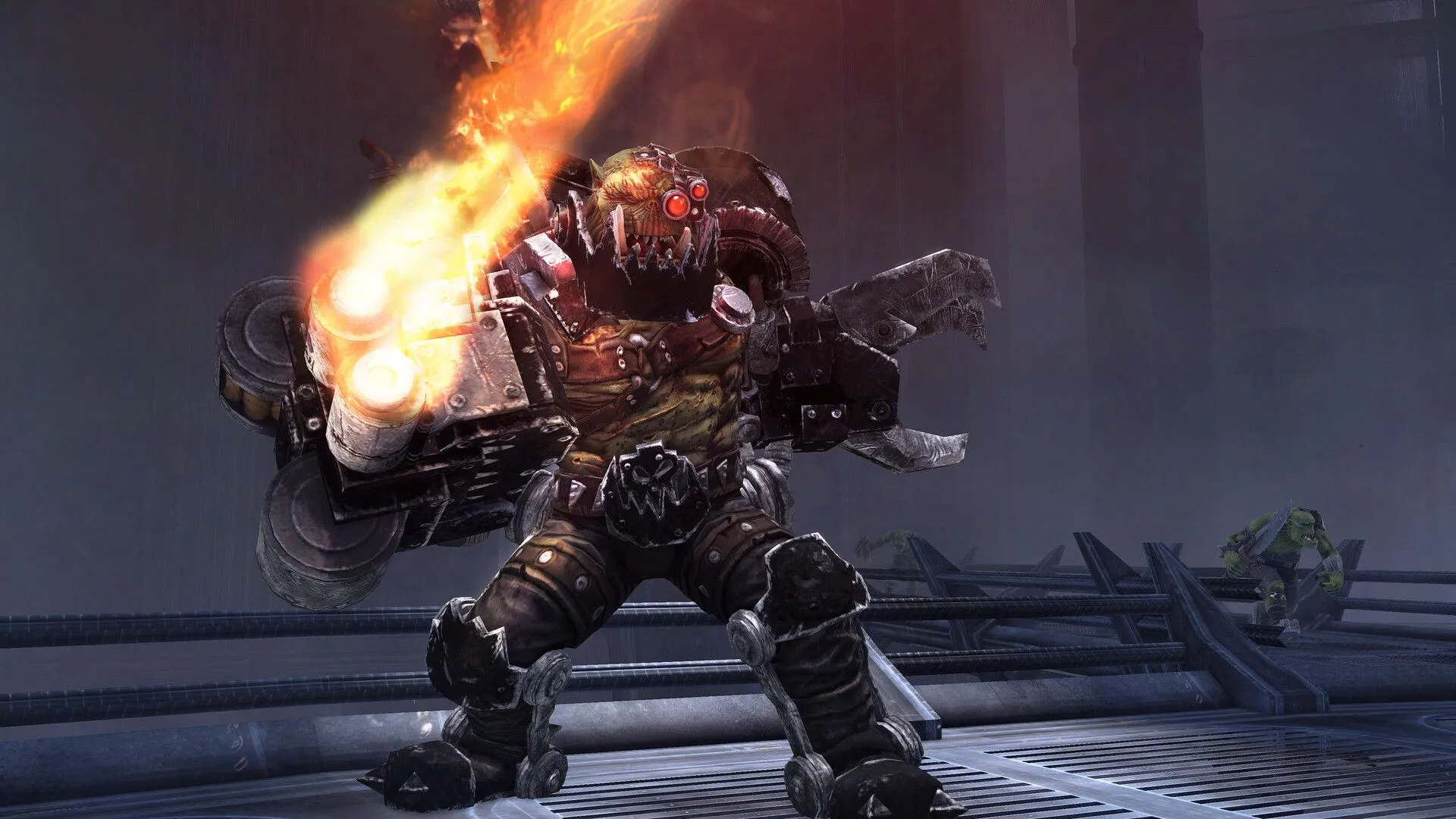 Một cảnh hoành tráng trong Warhammer 40,000: Space Marine - Master Crafted Edition, cho thấy quy mô của cuộc xâm lược Ork