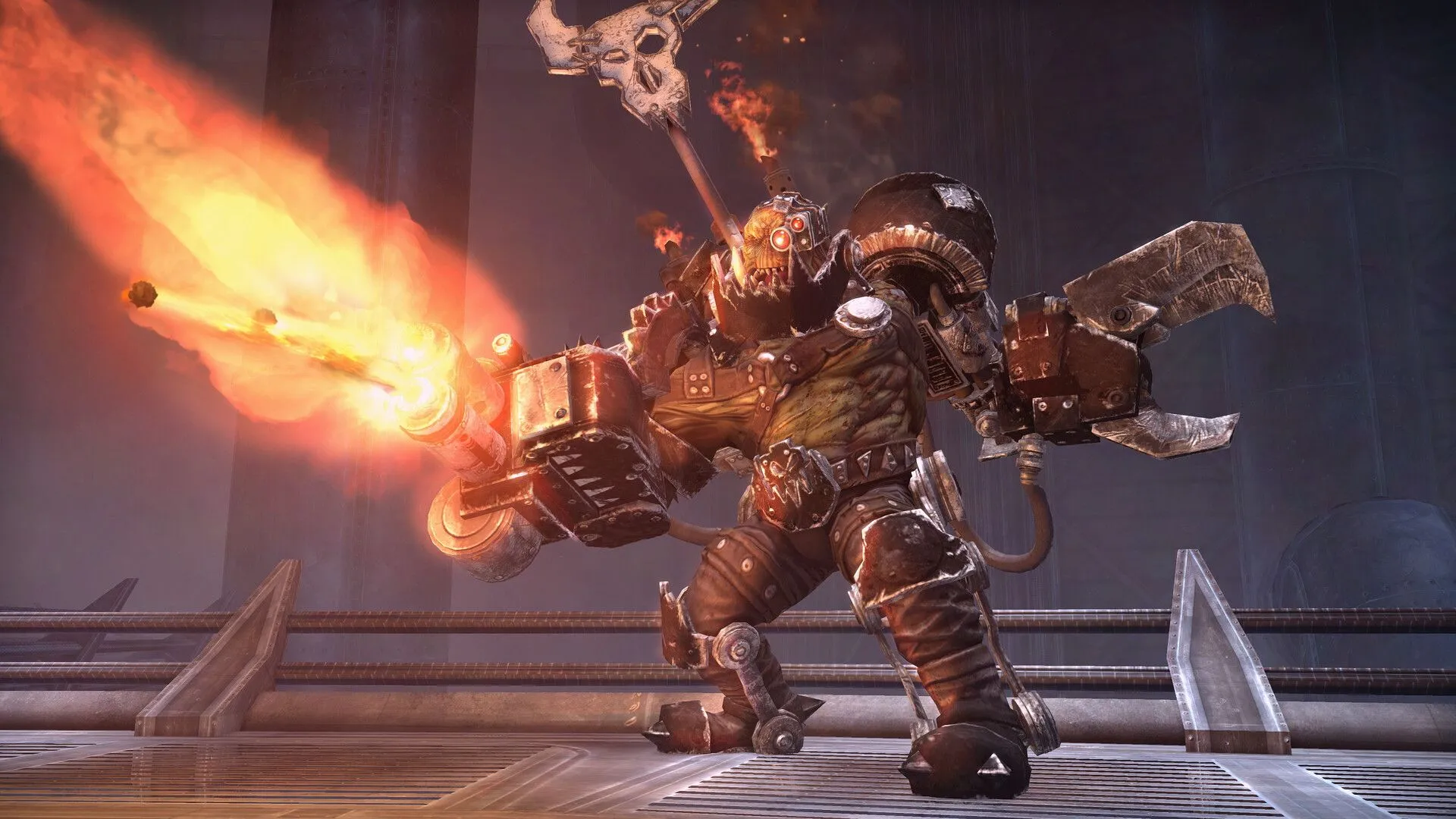 Titus Space Marine đơn độc chiến đấu giữa chiến trường đổ nát, thể hiện sự khốc liệt của tựa game Warhammer 40,000