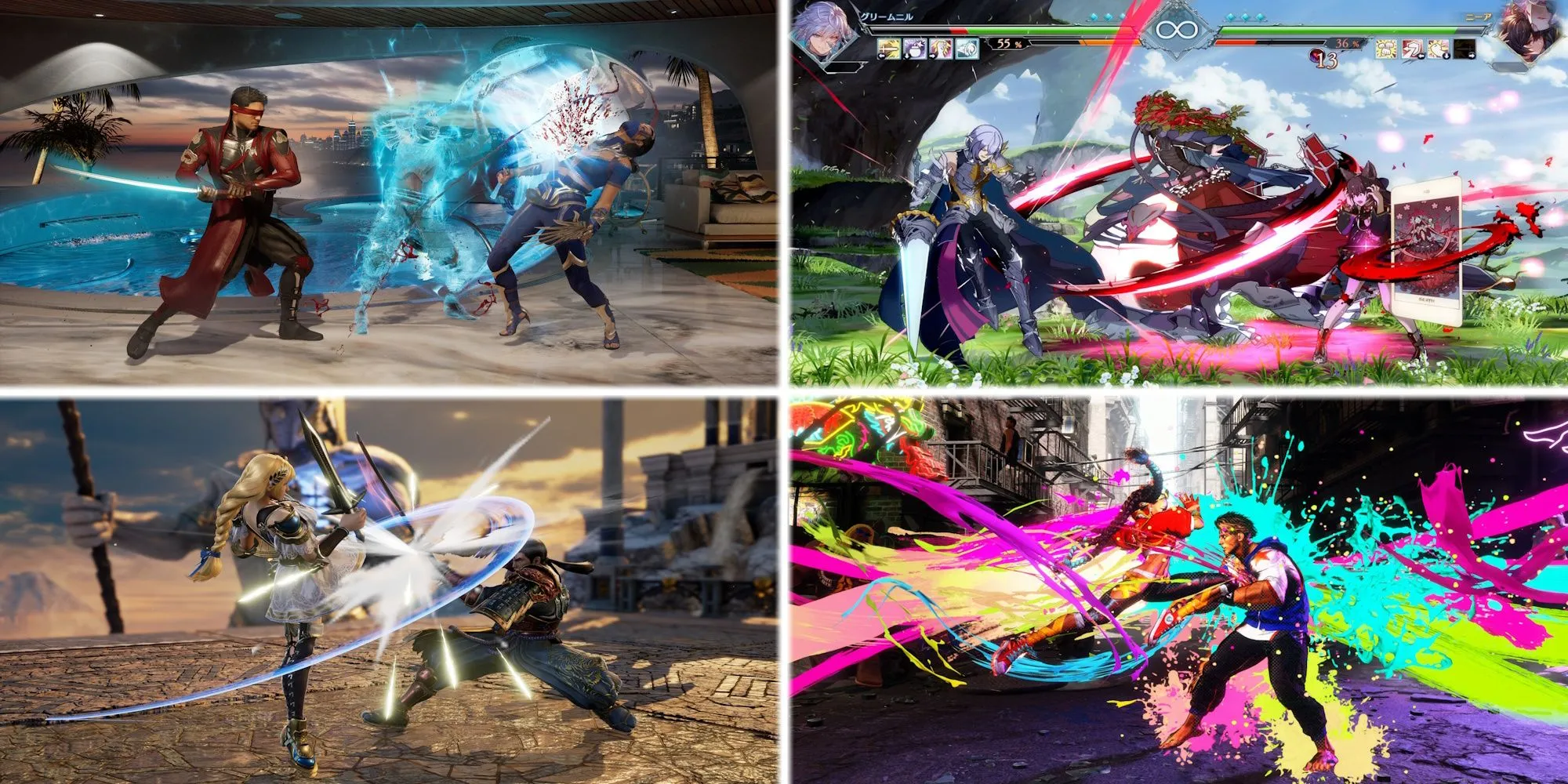 Tổng hợp các tựa game đối kháng đình đám như Mortal Kombat 1, Granblue Fantasy Versus và Street Fighter 6.
