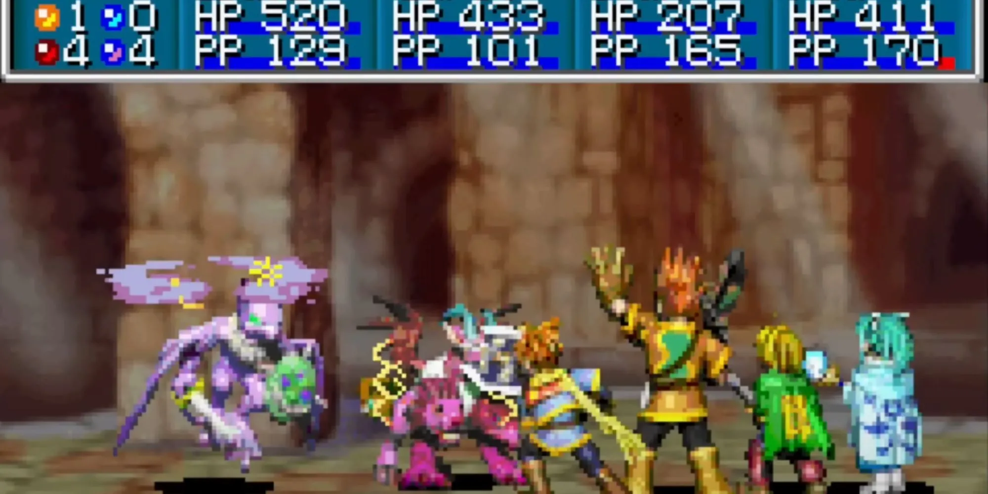 Cảnh chiến đấu hoành tráng với Psynergy và Djinn trong tựa JRPG kinh điển Golden Sun trên NSO