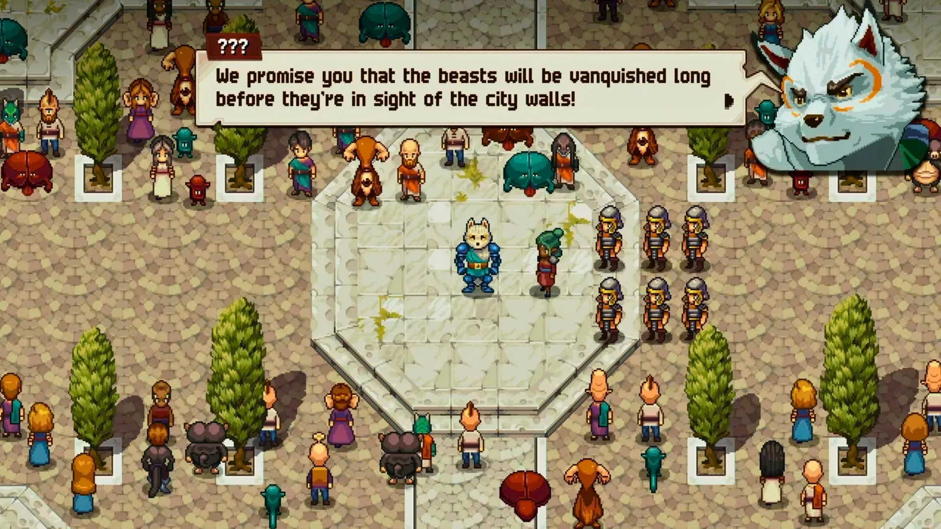 Cảnh trong cốt truyện DLC Chained Echoes Ashes of Elrant với nhân vật mới White Wolf và Glenn