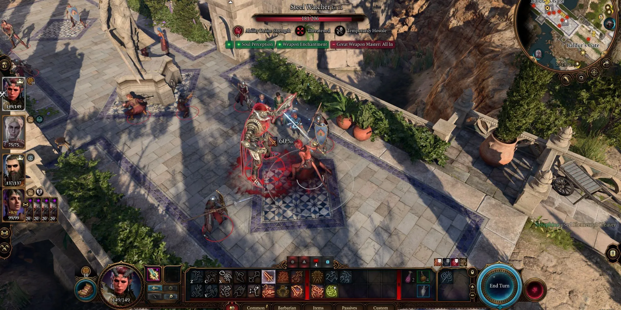 Chiến binh khổng lồ đang chiến đấu trong Baldur's Gate 3, nơi mỗi lượt đổ xúc xắc quyết định số phận, cần dùng Save Scumming để tối ưu.