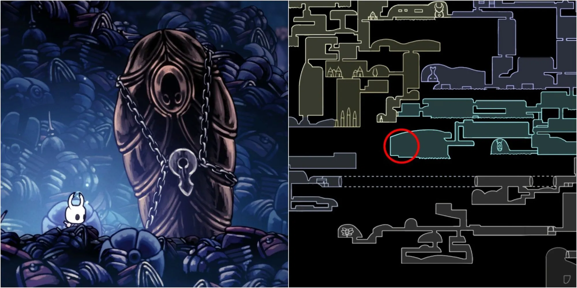 Đấu trường Colosseum of Fools trong Hollow Knight, nơi có thể tìm thấy một Simple Key quan trọng cho DLC Godmaster