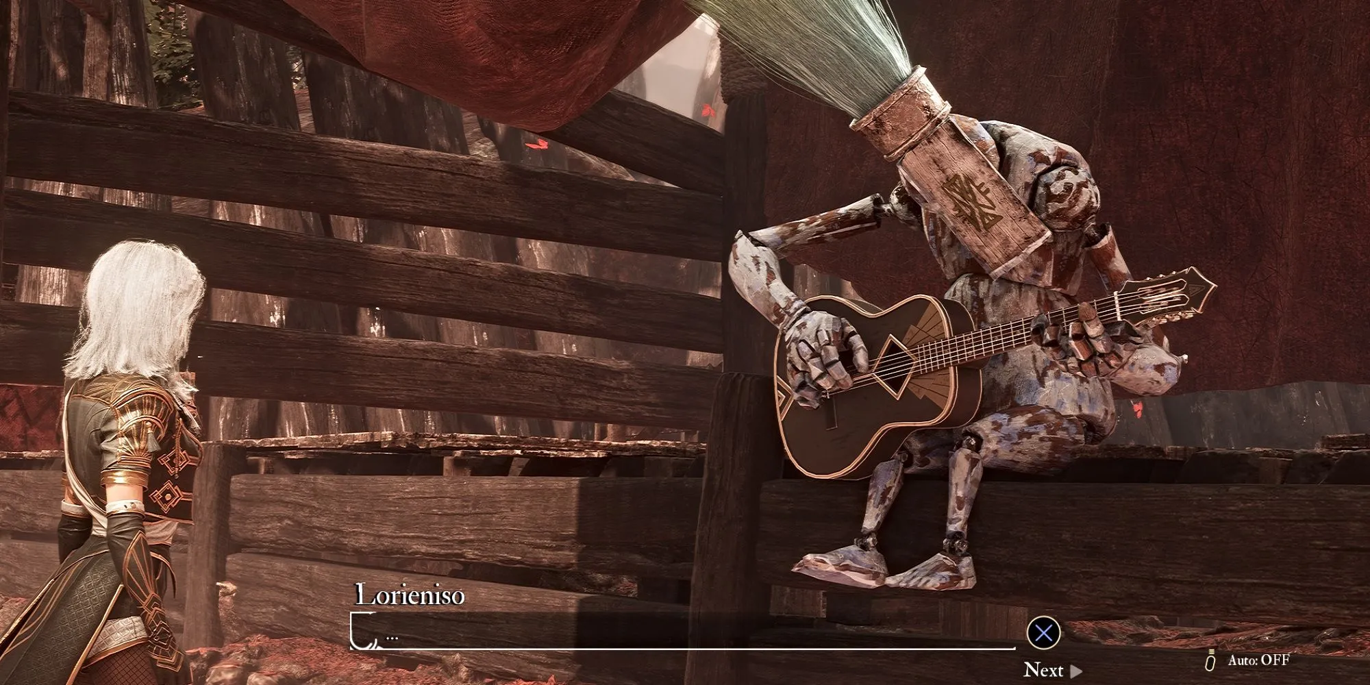 Gestral Lorieniso chơi guitar tại Làng Gestral, một easter egg tôn vinh nhà soạn nhạc Lorien Testard của Clair Obscur Expedition 33
