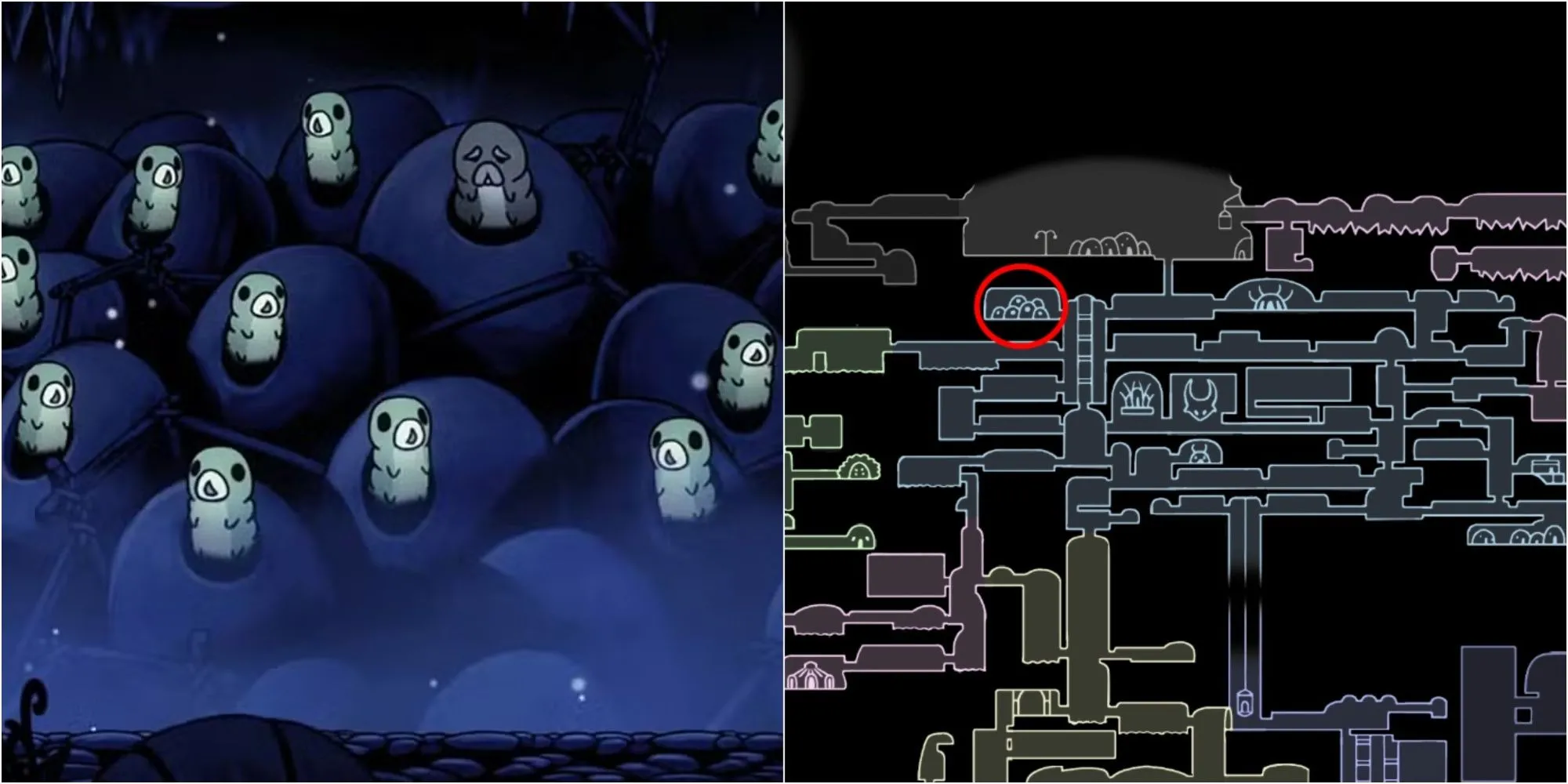 Grubfather thưởng mảnh mặt nạ khi giải cứu Grubs trong Hollow Knight