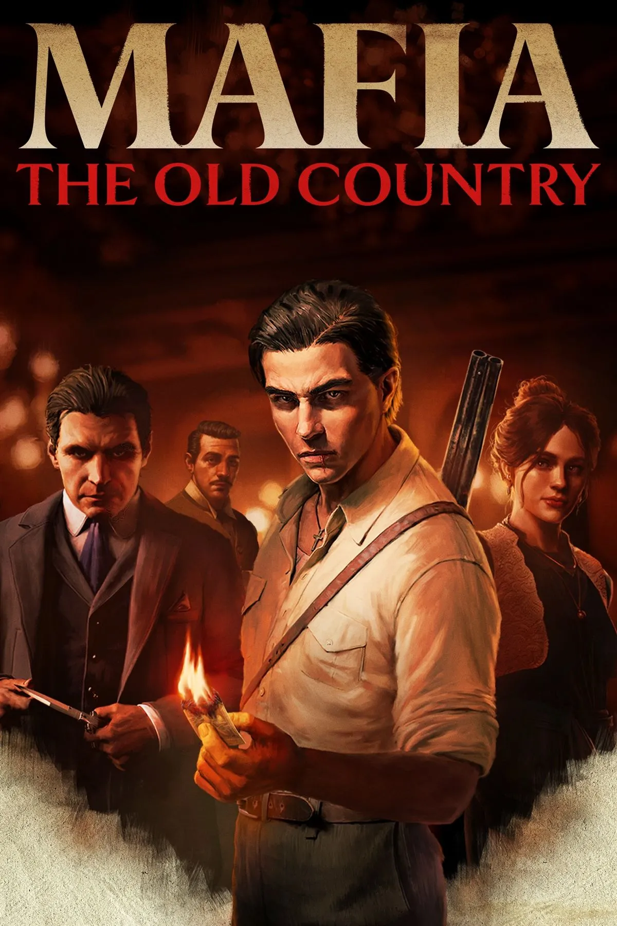 Hình ảnh bìa game chính thức của Mafia The Old Country, thể hiện phong cách và bối cảnh chủ đạo của tựa game