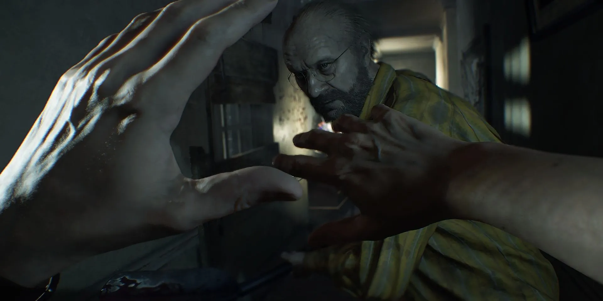 Jack tấn công người chơi trong Resident Evil 7