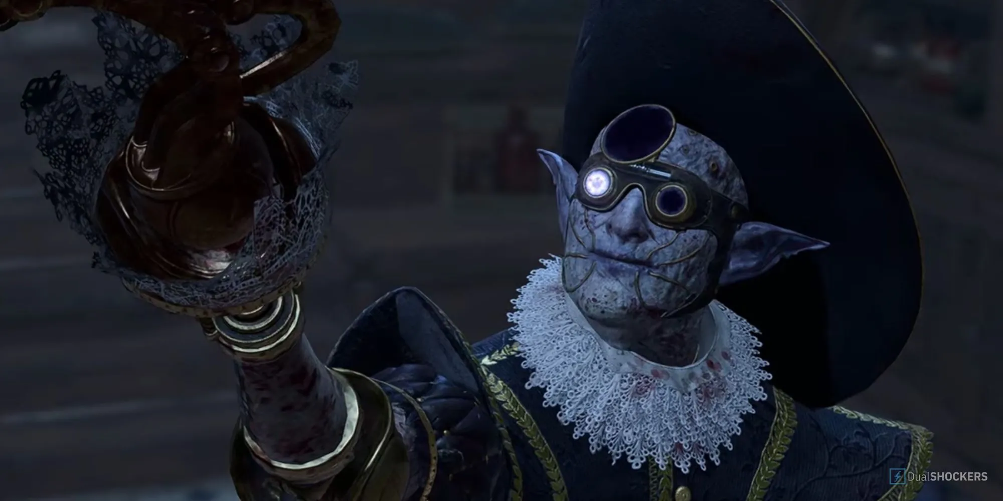 Malus Thorm, một kẻ thù đáng sợ với đôi tay dao sắc nhọn, đang chờ đợi trong vùng Shadow Cursed Lands của Baldur's Gate 3, thách thức người chơi trong nhiệm vụ &quot;Giải Trừ Lời Nguyền Bóng Đêm&quot;.