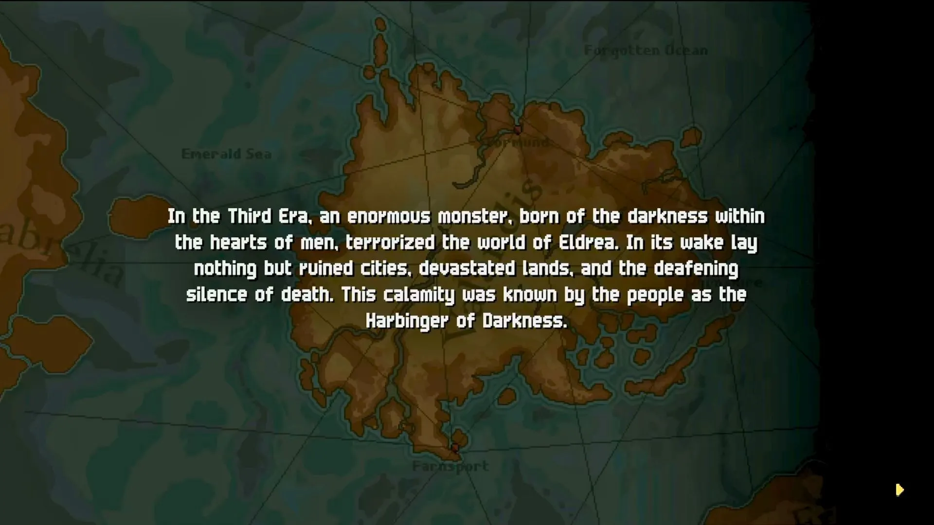 Màn hình tóm tắt cốt truyện game gốc Chained Echoes trong DLC Ashes of Elrant