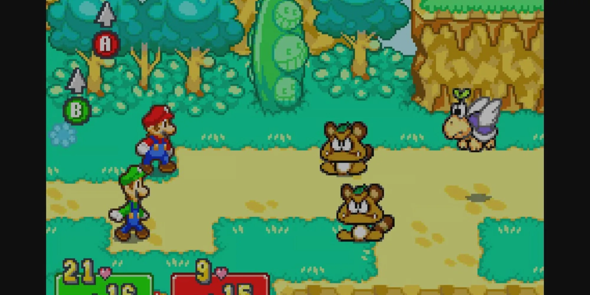 Mario và Luigi cùng chiến đấu với Goomba và Koopa Trooper trong tựa JRPG Mario &amp; Luigi Superstar Saga