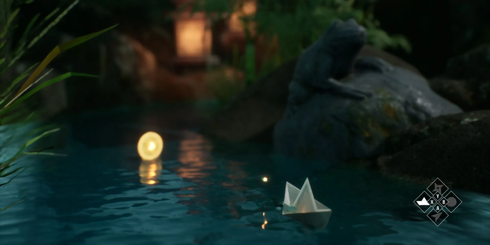 Nhân vật trong game Origament: A Paper Adventure đang di chuyển trên nền đồ họa giấy được gấp thành nhiều hình dạng độc đáo.