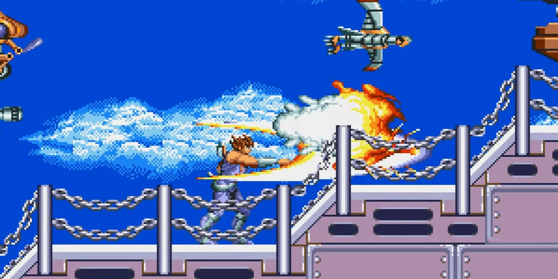 Strider Hiryu vung kiếm Cypher mạnh mẽ trong tựa game hành động kinh điển Strider