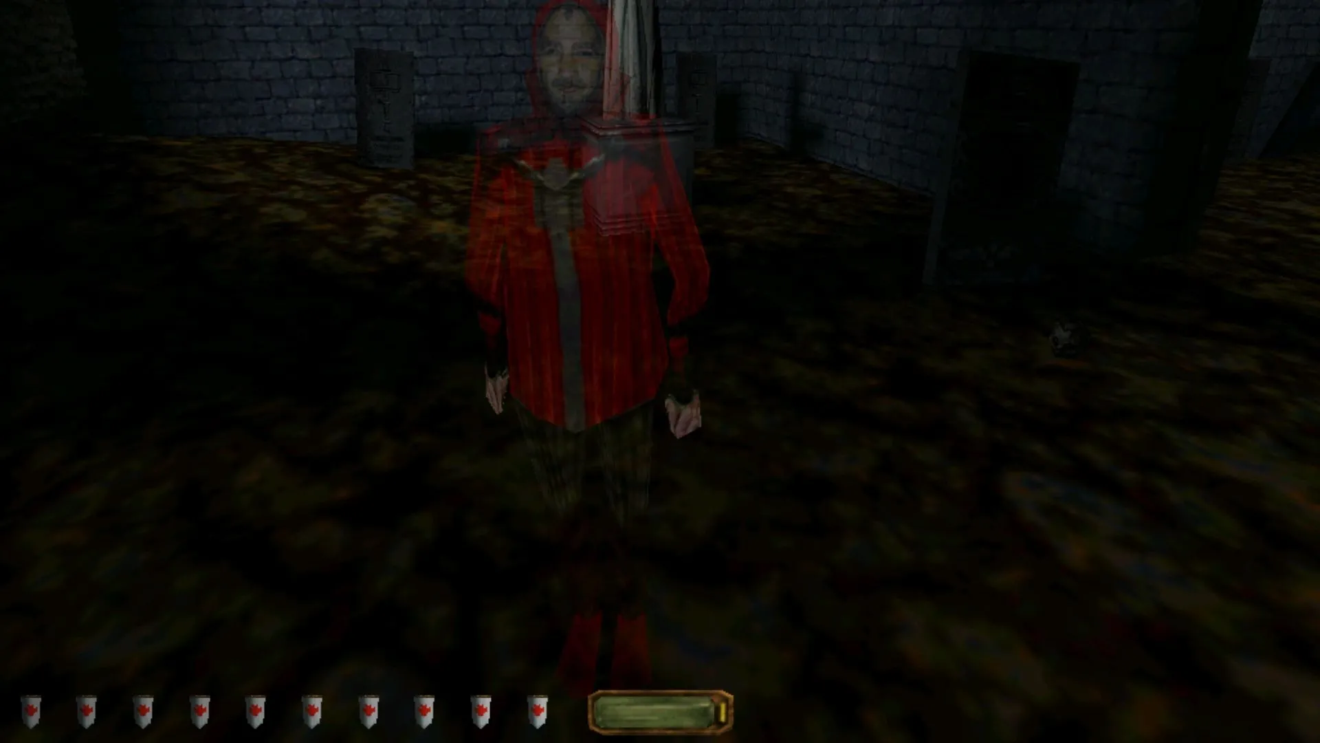 Thief: The Dark Project, một cảnh tối tăm với nhân vật chính Garrett đang ẩn mình trong bóng tối