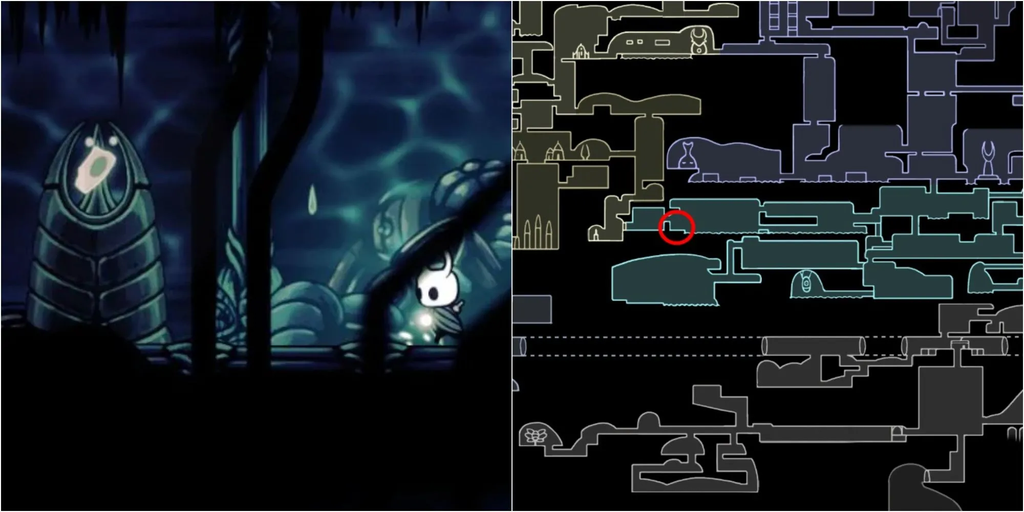 Tìm mảnh mặt nạ trong khu Royal Waterways của Hollow Knight