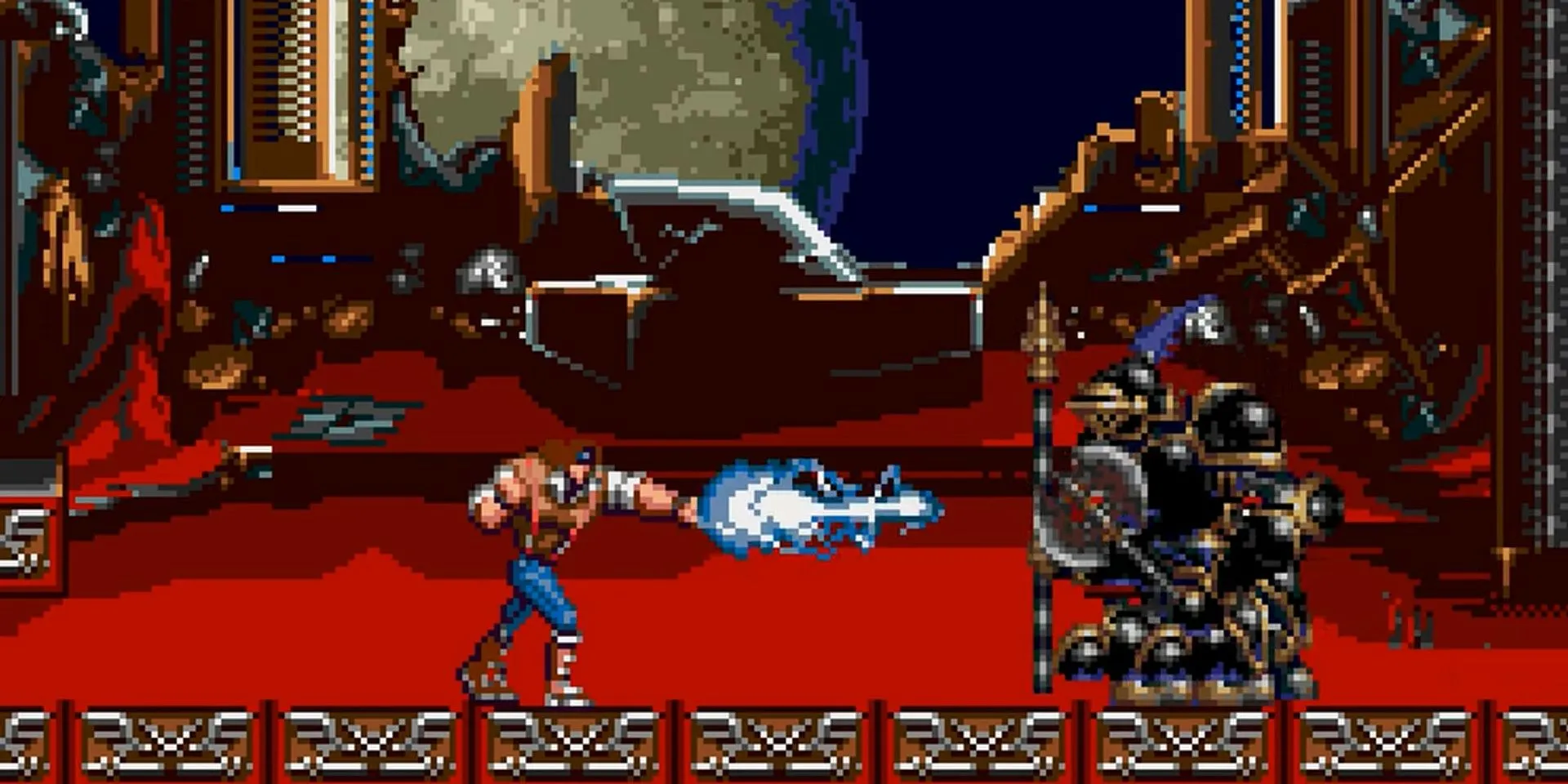 Trận chiến căng thẳng với boss trong Castlevania: Bloodlines trên Sega Genesis