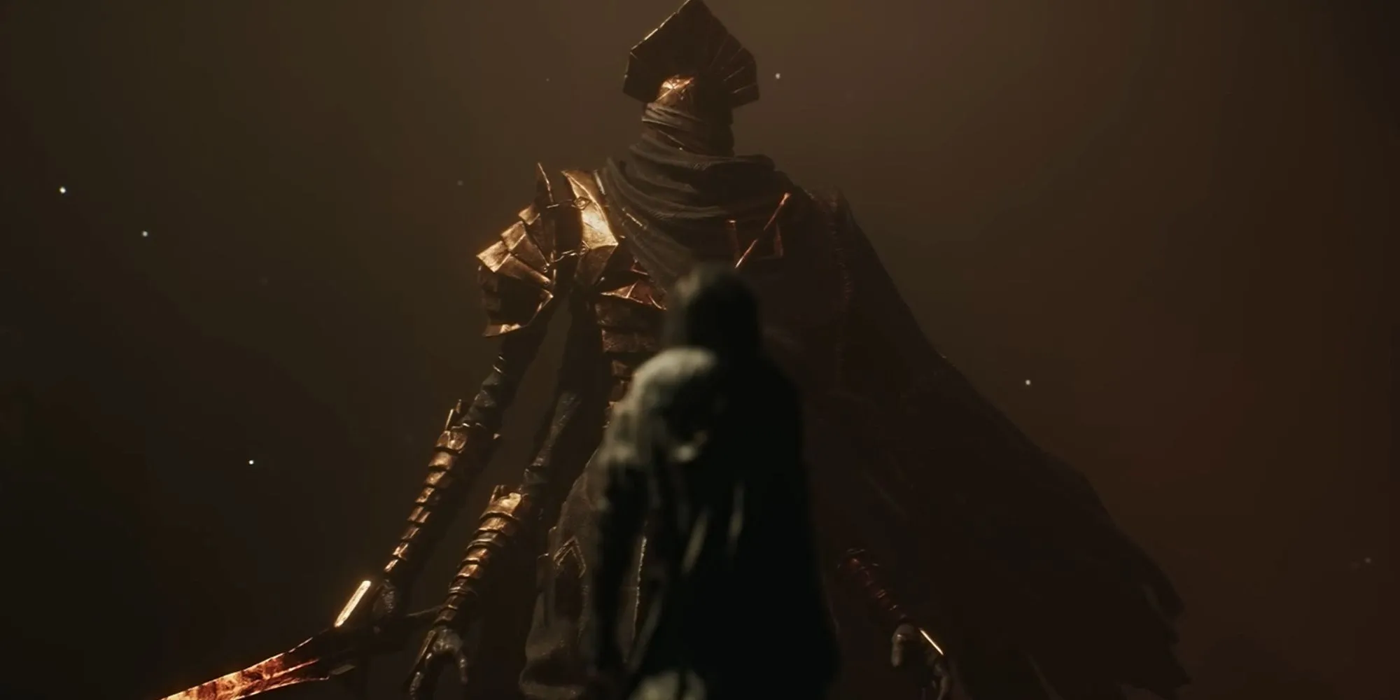 Trùm Dualliste trong Clair Obscur Expedition 33 chiến đấu với hai thanh kiếm cam và tím, giống Pontiff Sulyvahn của Dark Souls 3