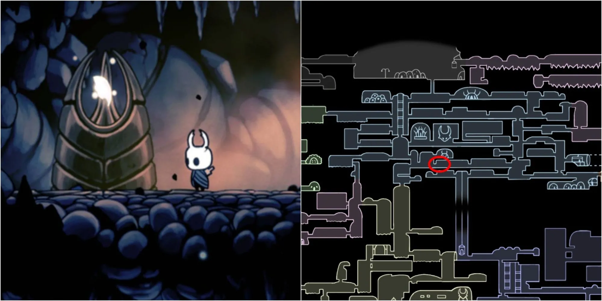 Vị trí mảnh mặt nạ ẩn trong Forgotten Crossroads Hollow Knight