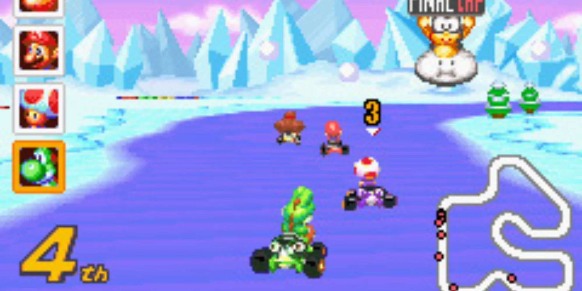 Yoshi, Toad, Mario và Donkey Kong cùng tranh tài trong cuộc đua gay cấn của Mario Kart Super Circuit trên NSO