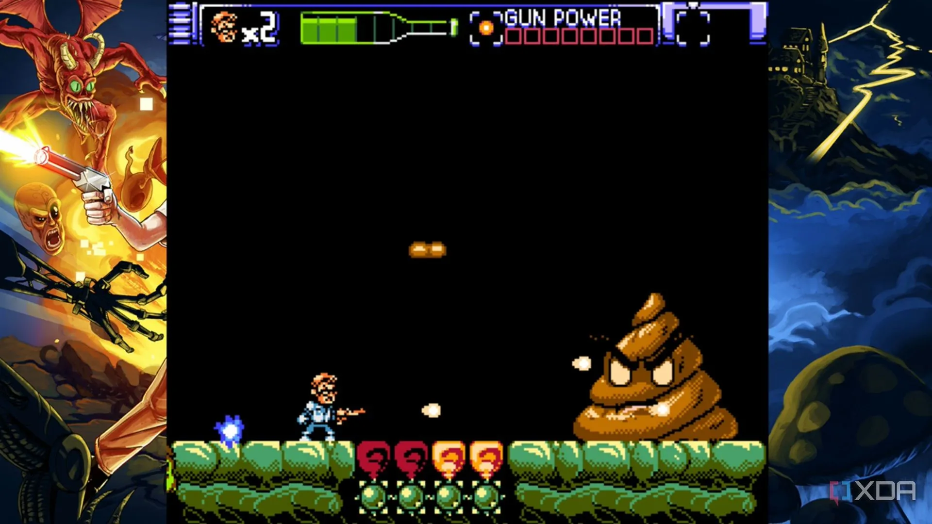 Ảnh màn đấu mini boss trong Angry Video Game Nerd 8‑Bit thể hiện phong cách chơi platform cổ điển