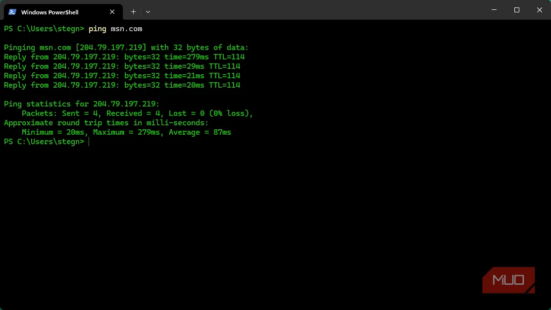 Ảnh minh họa lệnh ping trong Command Prompt, hiển thị thời gian phản hồi mạng và trạng thái kết nối