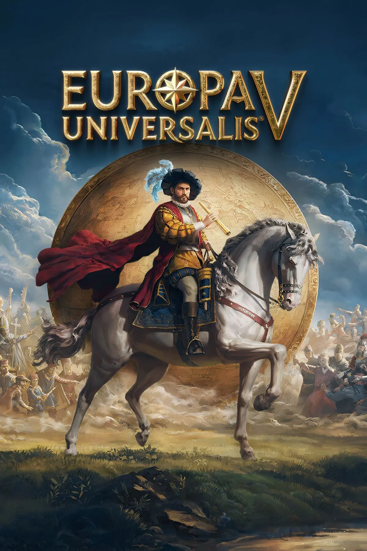Bìa Europa Universalis V, bản đồ toàn cầu với lớp chiến lược và ngoại giao lịch sử