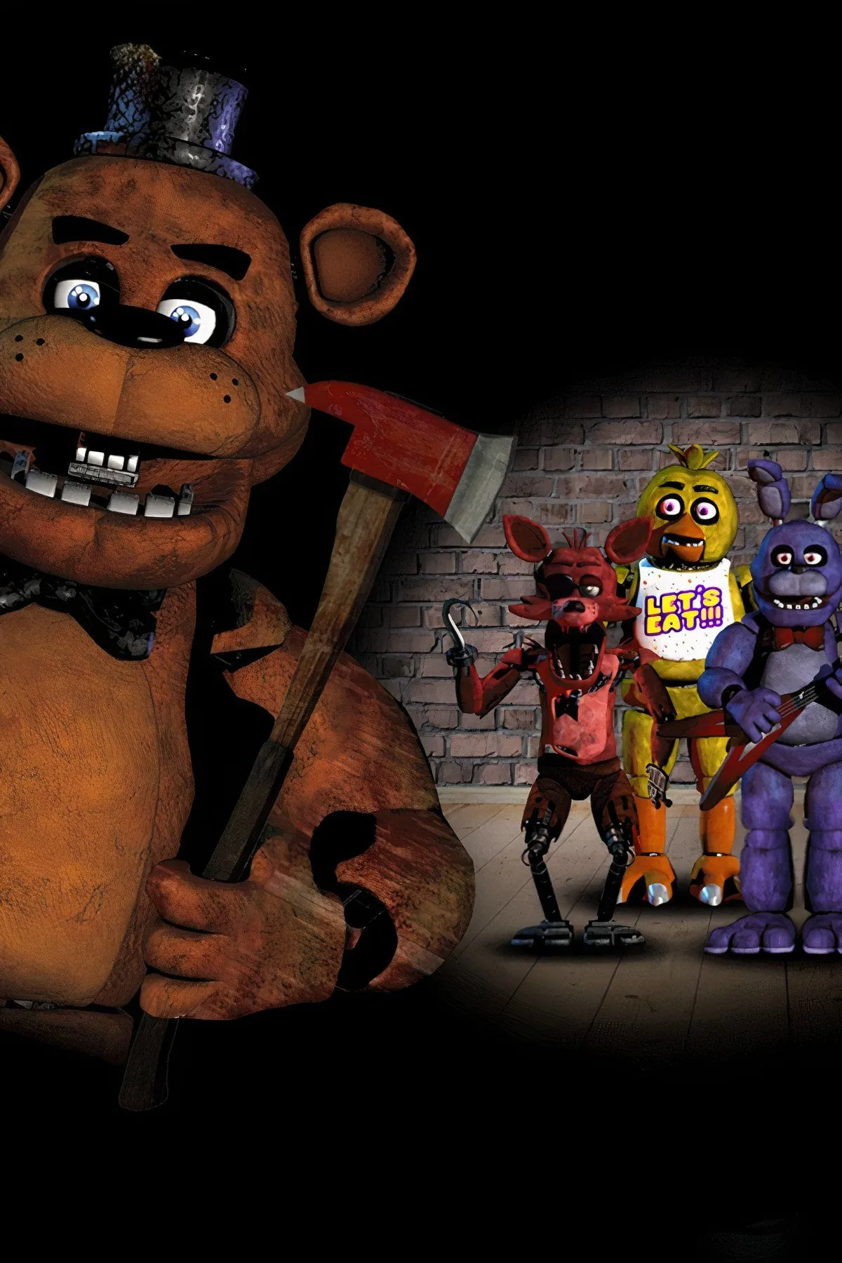 Bìa Five Nights at Freddy's mô tả animatronics and camera tension