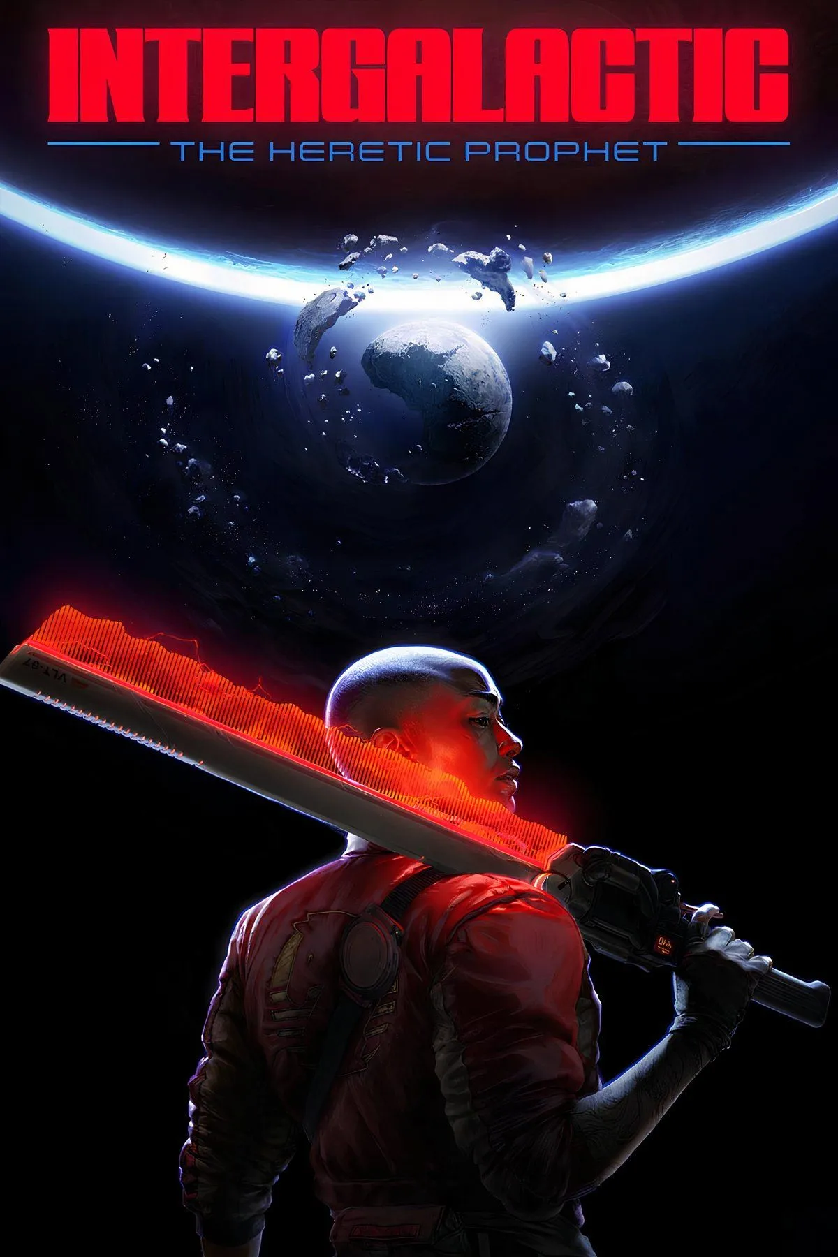 Bìa Intergalactic: The Heretic Prophet với phong cách retro-futuristic, gợi không khí sci-fi hoài cổ