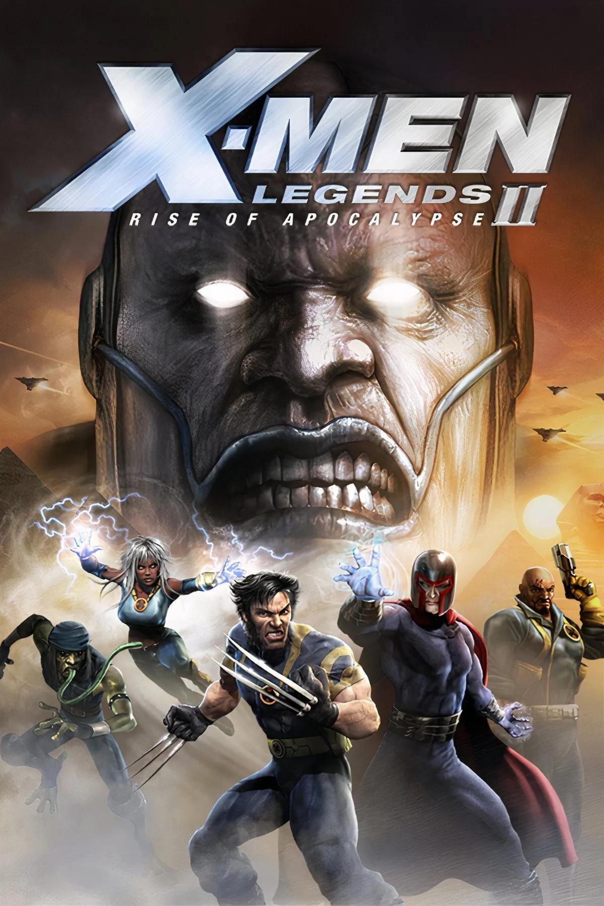 Bìa X-Men Legends II: Rise of Apocalypse với đội siêu anh hùng trên PS2