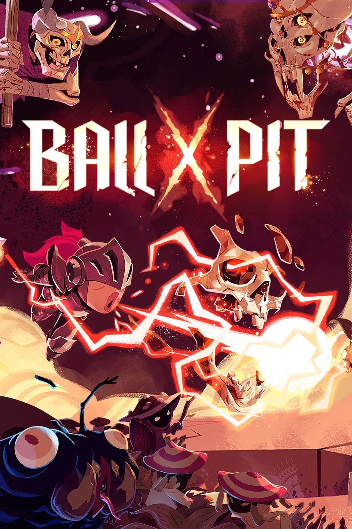 Cover art chính thức của BALL x PIT, biểu tượng phong cách arcade và roguelike