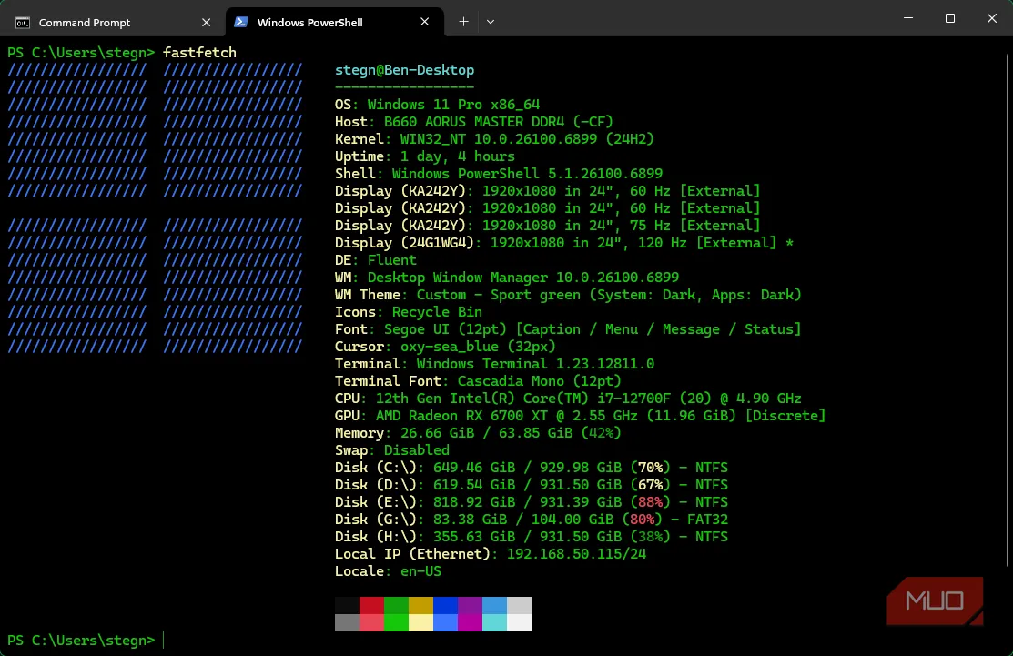 Fastfetch hiển thị nhanh cấu hình máy bằng ASCII art, phù hợp để chia sẻ cấu hình game trên cộng đồng