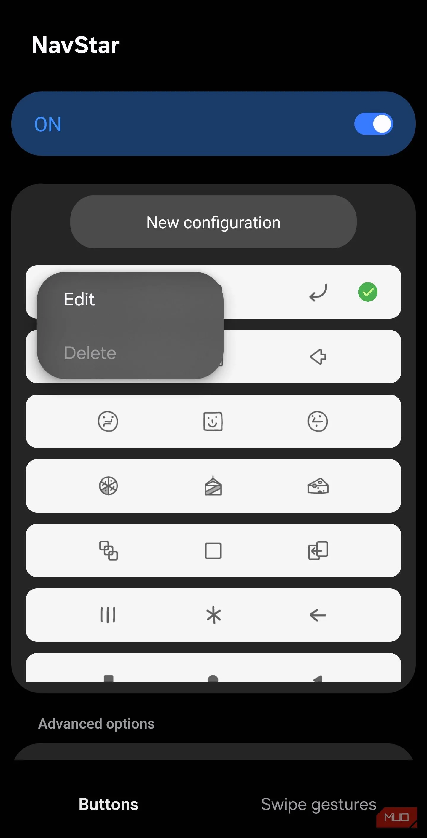 Giao diện chỉnh sửa NavStar để thêm nút chụp màn hình lên thanh điều hướng