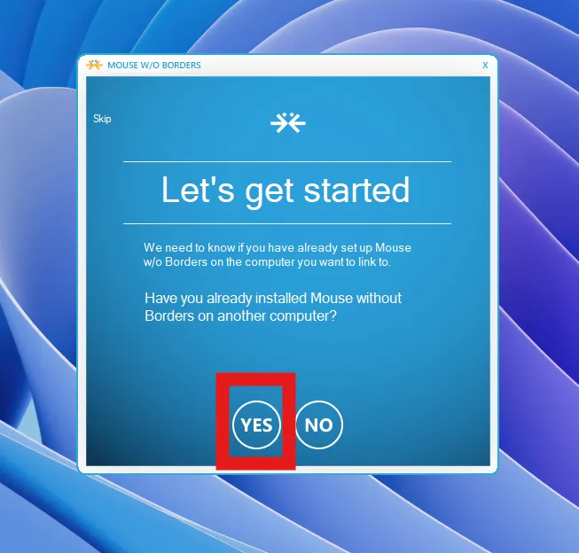 Hộp thoại nhập mã kết nối khi thiết lập Mouse Without Borders giữa hai máy Windows